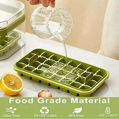 64 Cube Silicone Ice Tray Set with Storage Bin and Lid