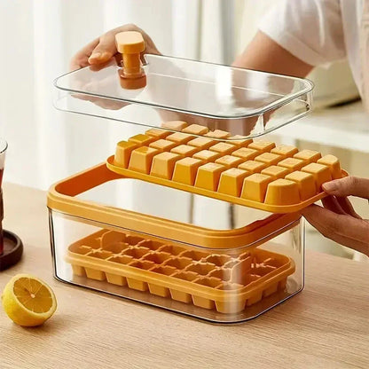 64 Cube Silicone Ice Tray Set with Storage Bin and Lid
