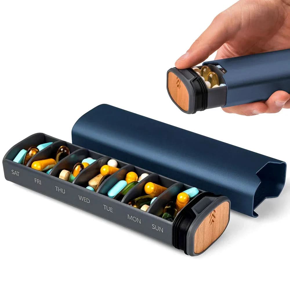 7 Day Pill Organizer with Snap Closure and Moisture Resistant Design