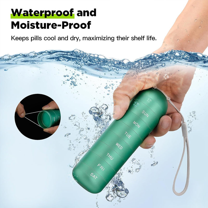 7 Day Portable Aluminum Pill Organizer Case