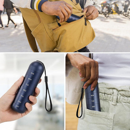 7 Day Portable Aluminum Pill Organizer Case