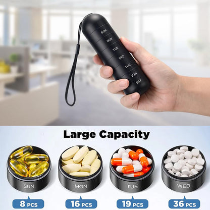 7 Day Portable Aluminum Pill Organizer Case