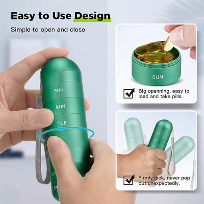7 Day Portable Aluminum Pill Organizer Case