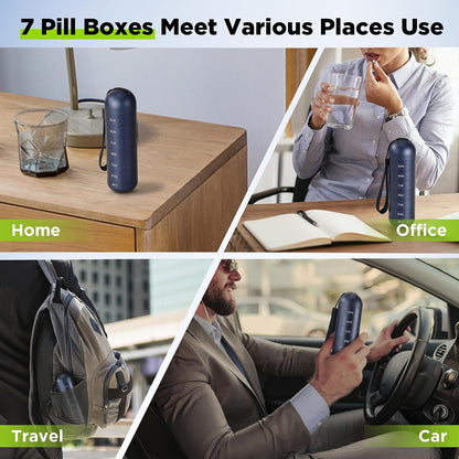 7-Day Waterproof Aluminum Pill Organizer Travel Case