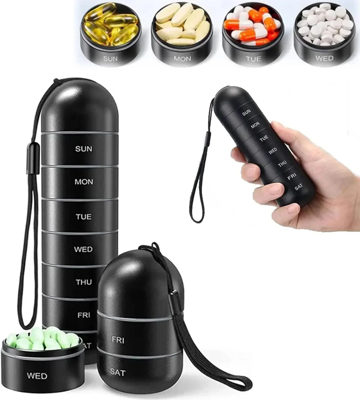 7-Day Waterproof Aluminum Pill Organizer Travel Case