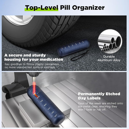 7-Day Waterproof Aluminum Pill Organizer Travel Case