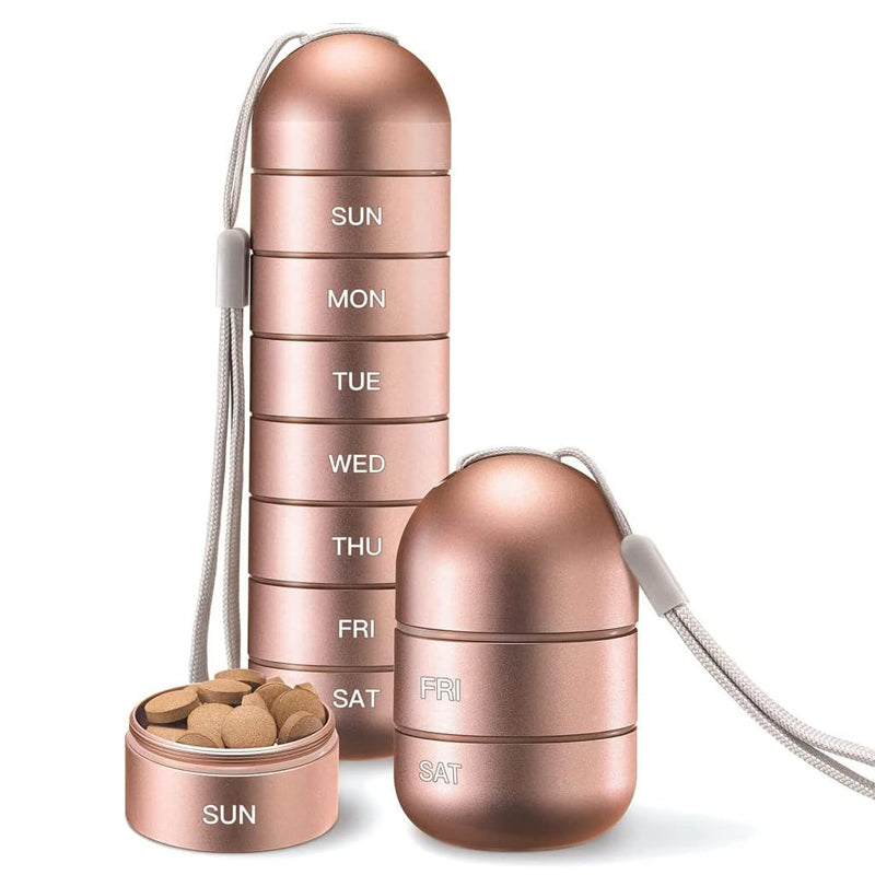 7-Day Waterproof Aluminum Pill Organizer Travel Case