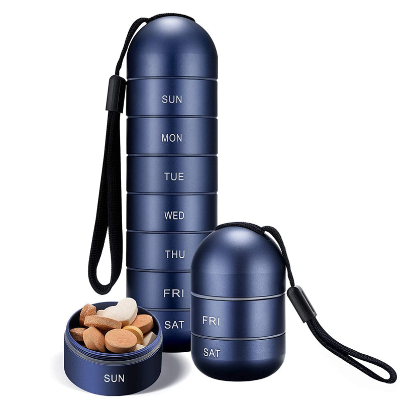 7-Day Waterproof Aluminum Pill Organizer Travel Case