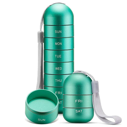 7-Day Waterproof Aluminum Pill Organizer Travel Case