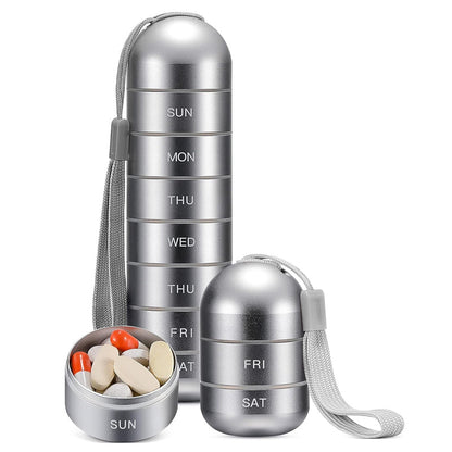 7-Day Waterproof Aluminum Pill Organizer Travel Case