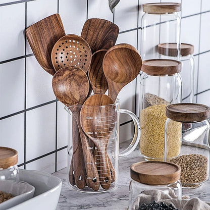 7 Piece Premium Teak Wood Kitchen Utensil Set