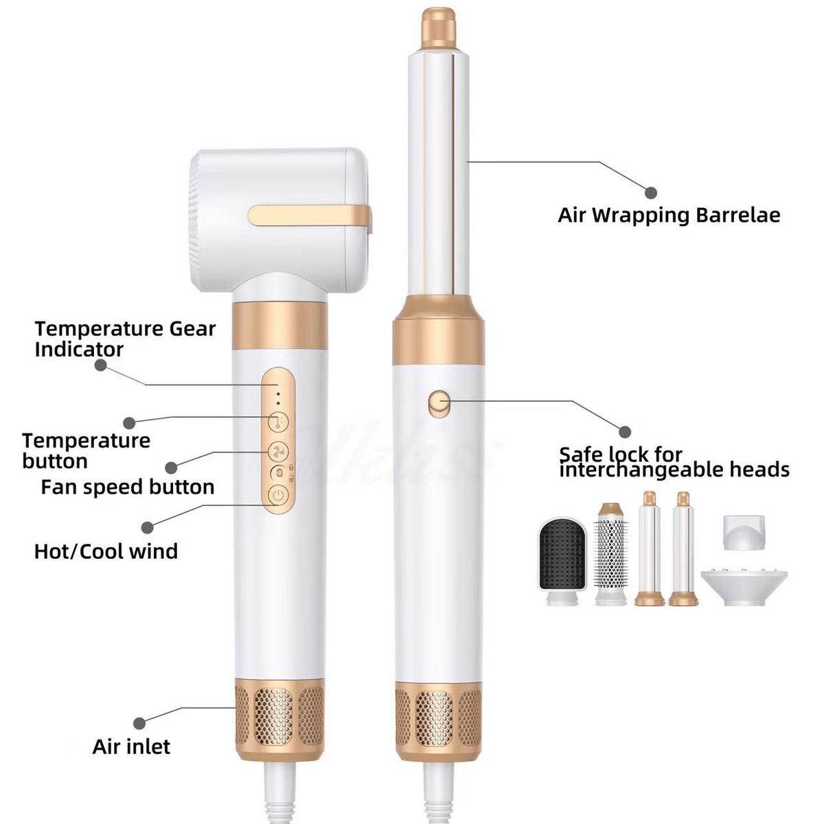 7 in 1 Air Styling Tool with Curling Straightening and Drying Attachments
