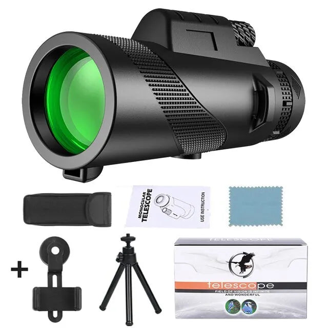 80x100 HD Zoom Monocular Telescope with Phone Adapter