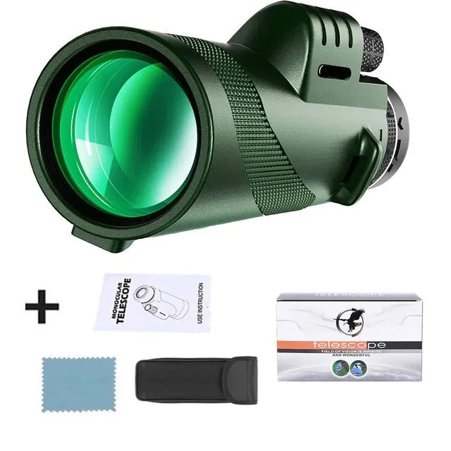 80x100 HD Zoom Monocular Telescope with Phone Adapter