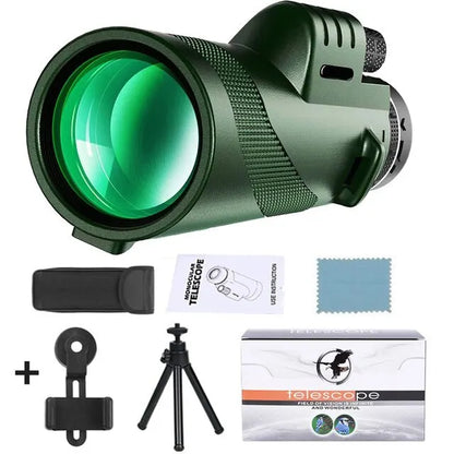 80x100 HD Zoom Monocular Telescope with Phone Adapter