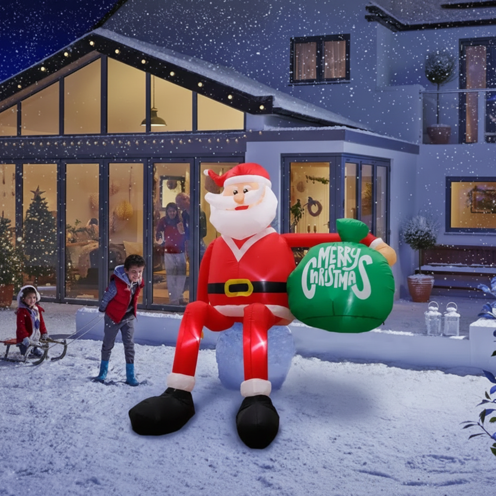 8FT LED Inflatable Climbing Santa Outdoor Christmas Decoration