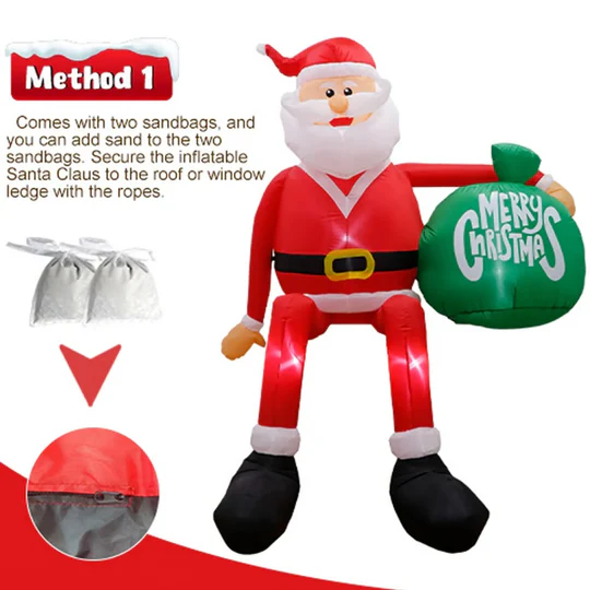 8FT LED Inflatable Climbing Santa Outdoor Christmas Decoration