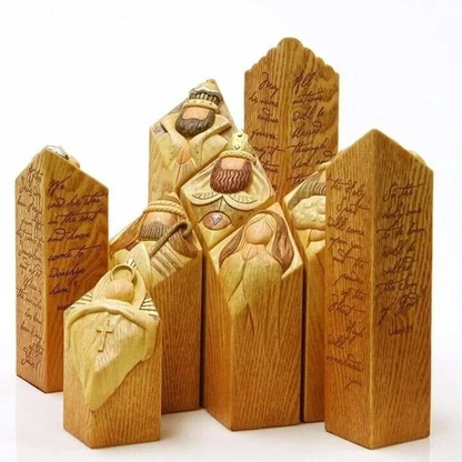 9 Piece Nativity Pillar Statue Set for Christmas Display