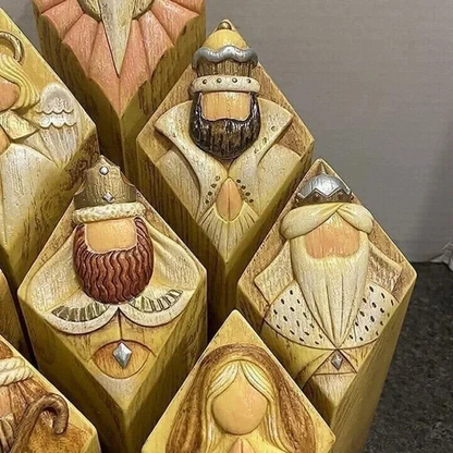 9 Piece Nativity Pillar Statue Set for Christmas Display