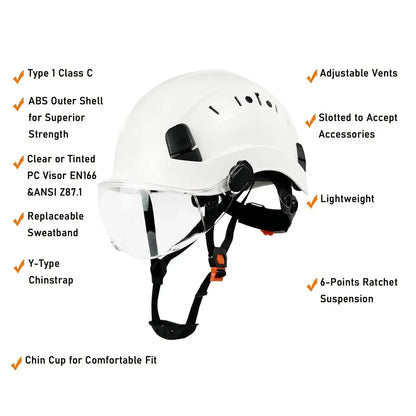 ABS Safety Helmet With Goggles And Face Visor Protection