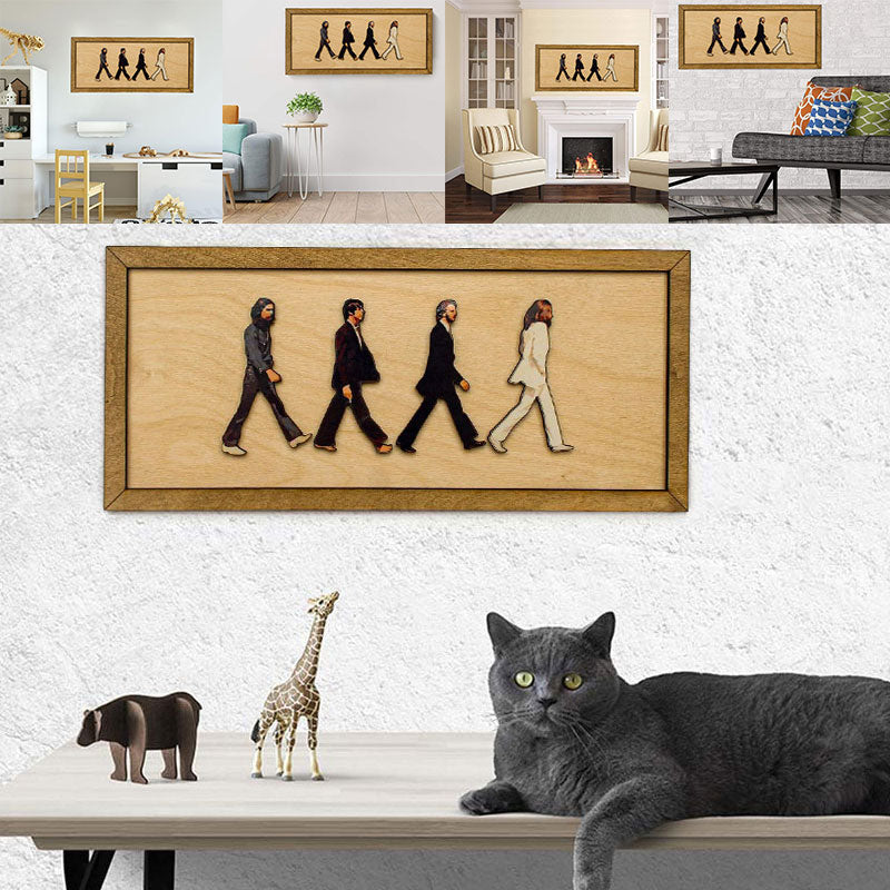 Abbey Road Inspired Framed Wooden Wall Art
