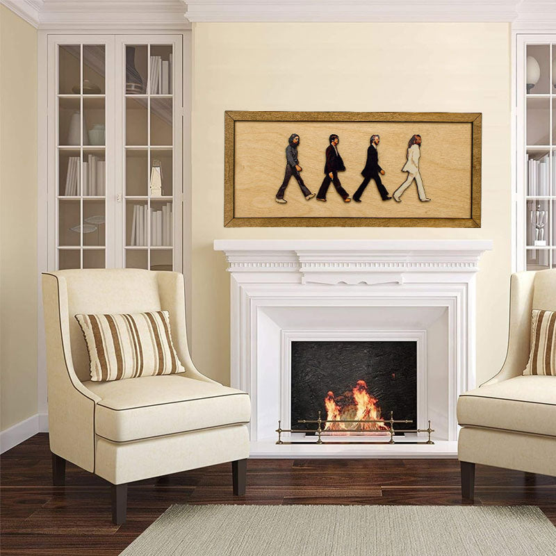 Abbey Road Inspired Framed Wooden Wall Art