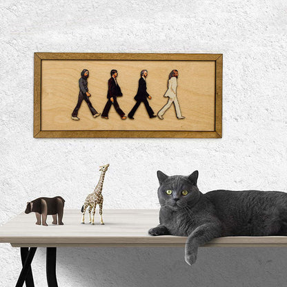 Abbey Road Inspired Framed Wooden Wall Art