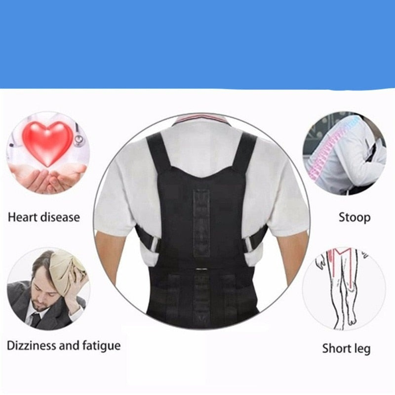 Adjustable Back Posture Support Brace with Magnetic Inserts