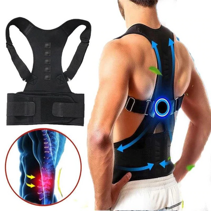 Adjustable Back Posture Support Brace with Magnetic Inserts