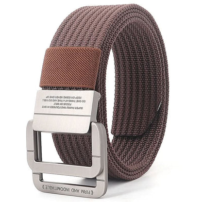Adjustable Canvas Belt with Double Ring Metal Buckle
