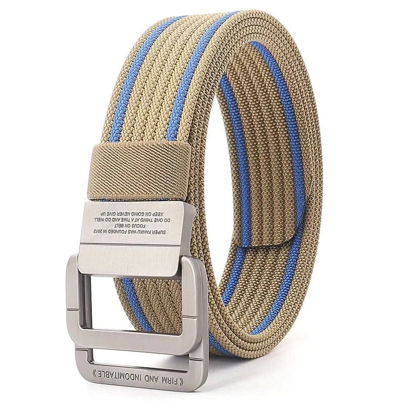 Adjustable Canvas Belt with Double Ring Metal Buckle
