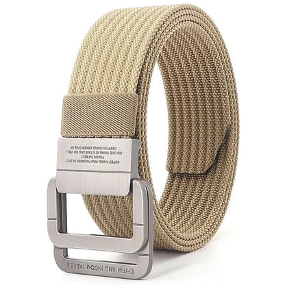 Adjustable Canvas Belt with Double Ring Metal Buckle