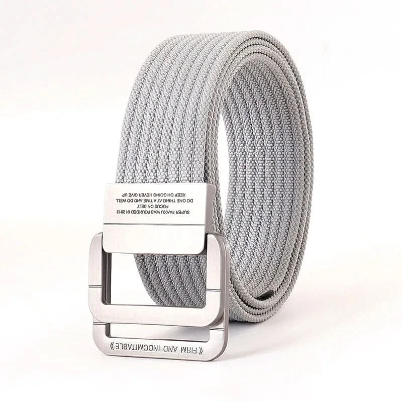 Adjustable Canvas Belt with Double Ring Metal Buckle