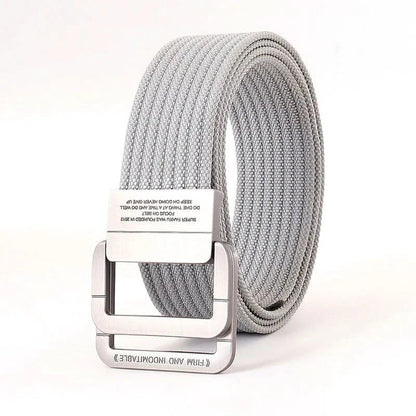 Adjustable Canvas Belt with Double Ring Metal Buckle