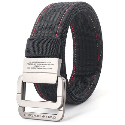 Adjustable Canvas Belt with Double Ring Metal Buckle