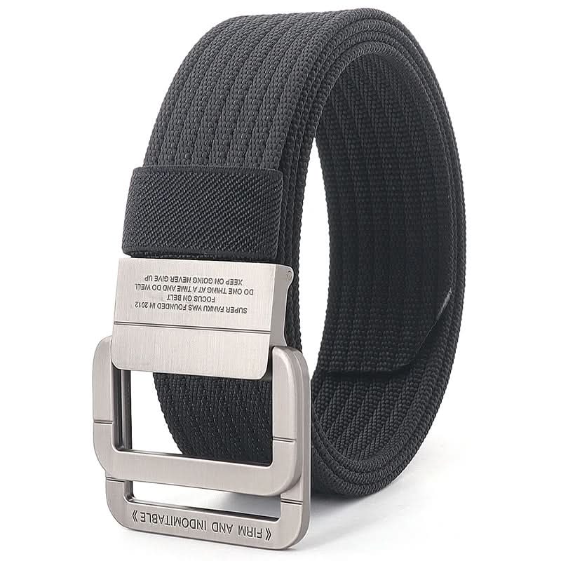 Adjustable Canvas Belt with Double Ring Metal Buckle