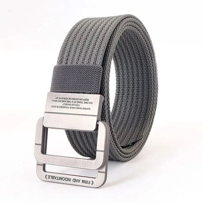 Adjustable Canvas Belt with Double Ring Metal Buckle