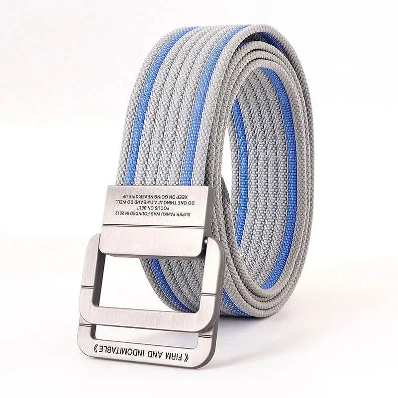 Adjustable Canvas Belt with Double Ring Metal Buckle