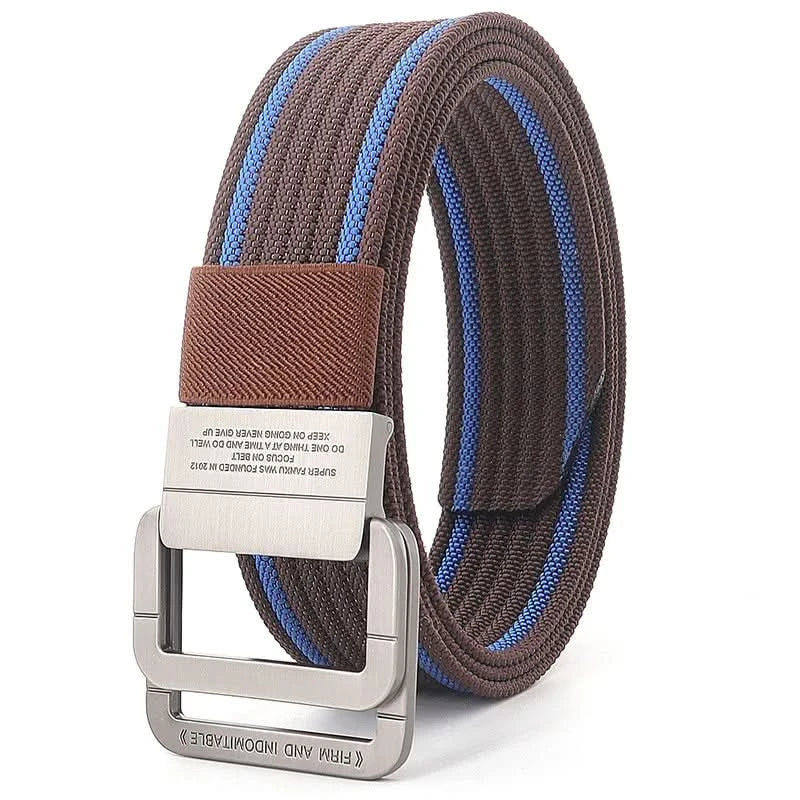 Adjustable Canvas Belt with Double Ring Metal Buckle