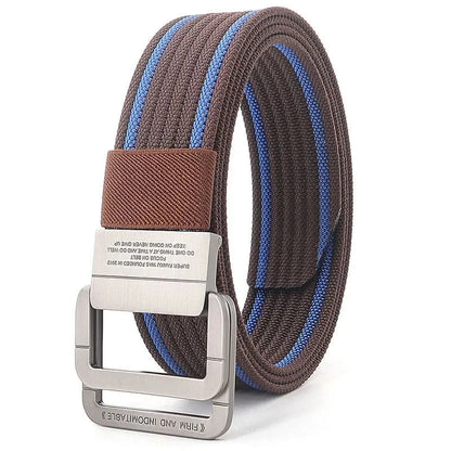 Adjustable Canvas Belt with Double Ring Metal Buckle