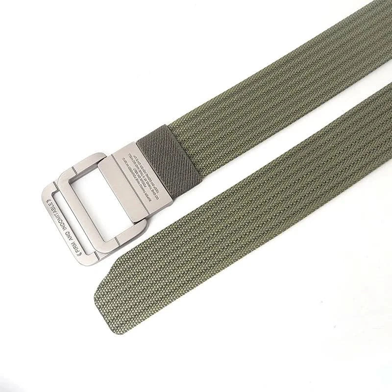 Adjustable Canvas Belt with Double Ring Metal Buckle