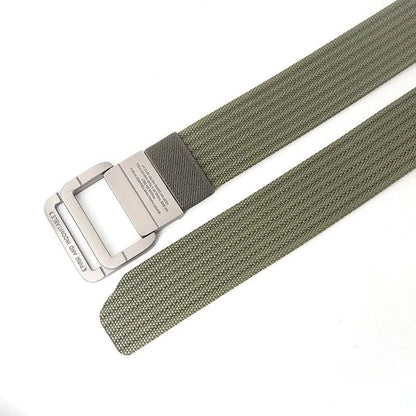 Adjustable Canvas Belt with Double Ring Metal Buckle
