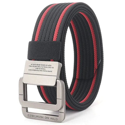 Adjustable Canvas Belt with Double Ring Metal Buckle