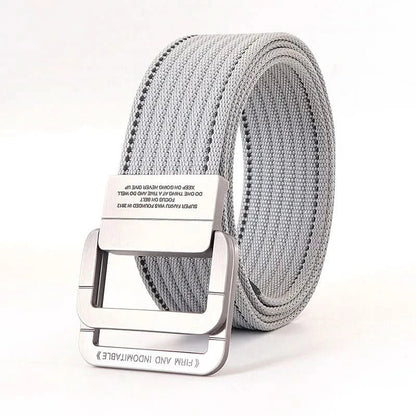 Adjustable Canvas Belt with Double Ring Metal Buckle