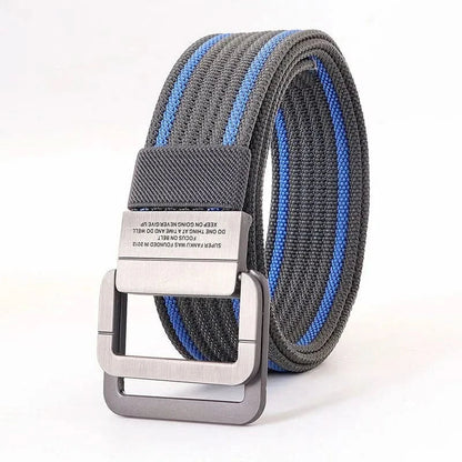 Adjustable Canvas Belt with Double Ring Metal Buckle