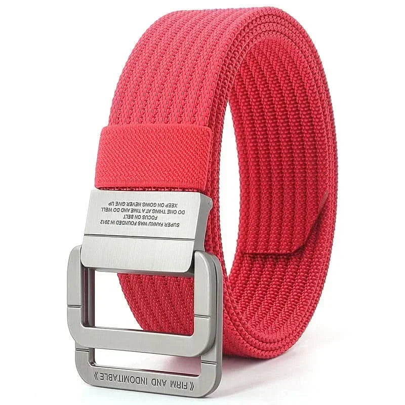 Adjustable Canvas Belt with Double Ring Metal Buckle