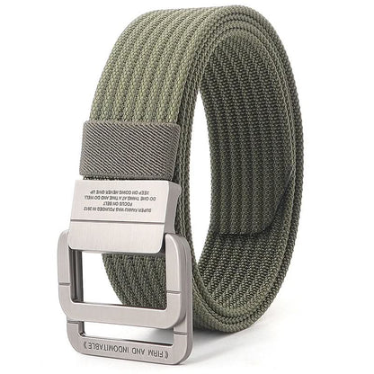 Adjustable Canvas Belt with Double Ring Metal Buckle