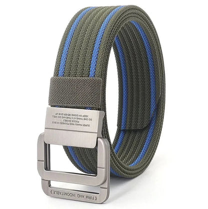 Adjustable Canvas Belt with Double Ring Metal Buckle