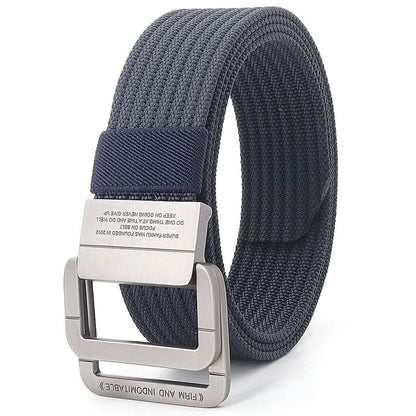 Adjustable Canvas Belt with Double Ring Metal Buckle