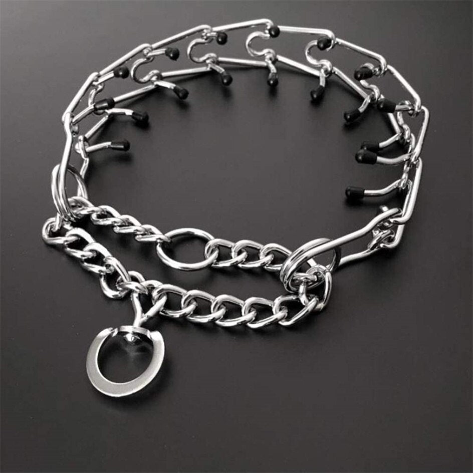 Adjustable Dog Training Collar with Rubber Covered Training Links
